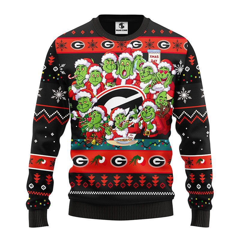 Georgia Bulldogs 12 Grinch Xmas Day Ugly Christmas Sweater