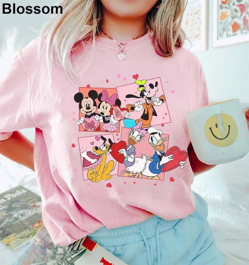 Disney Valentine Comfort Colors Shirt, Mickey And Friends Valentine Shirt, Disney Couple Shirt, Valentine'S Day Shirt, Disney Vacation Shirt