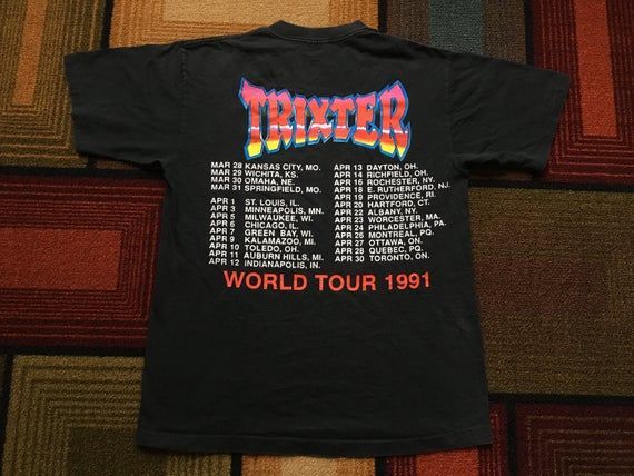 Vintage 1991 Trixter World Tour Concert Shirtband Rock Large 90S Cities Dates Usa Shirt