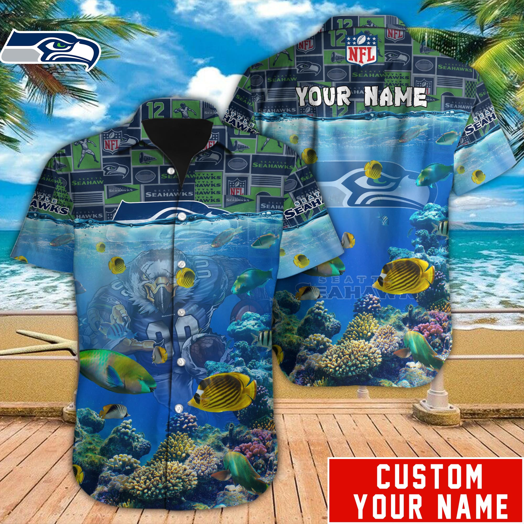 Seattle Seahawks Nfl-Hawaiian Shirt Custom M-39359