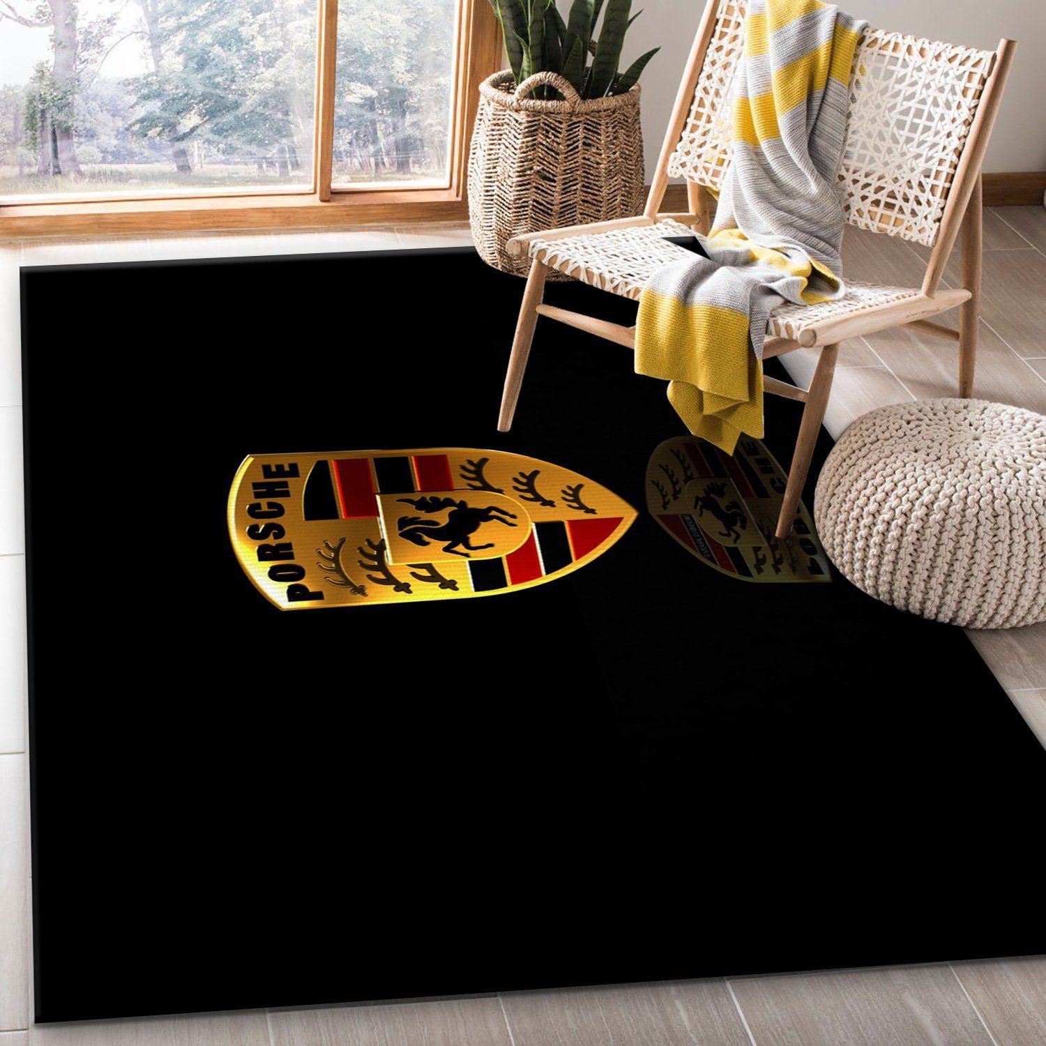 Porsche Logo Area Rug Living Room Rug Home Decor Floor Decor