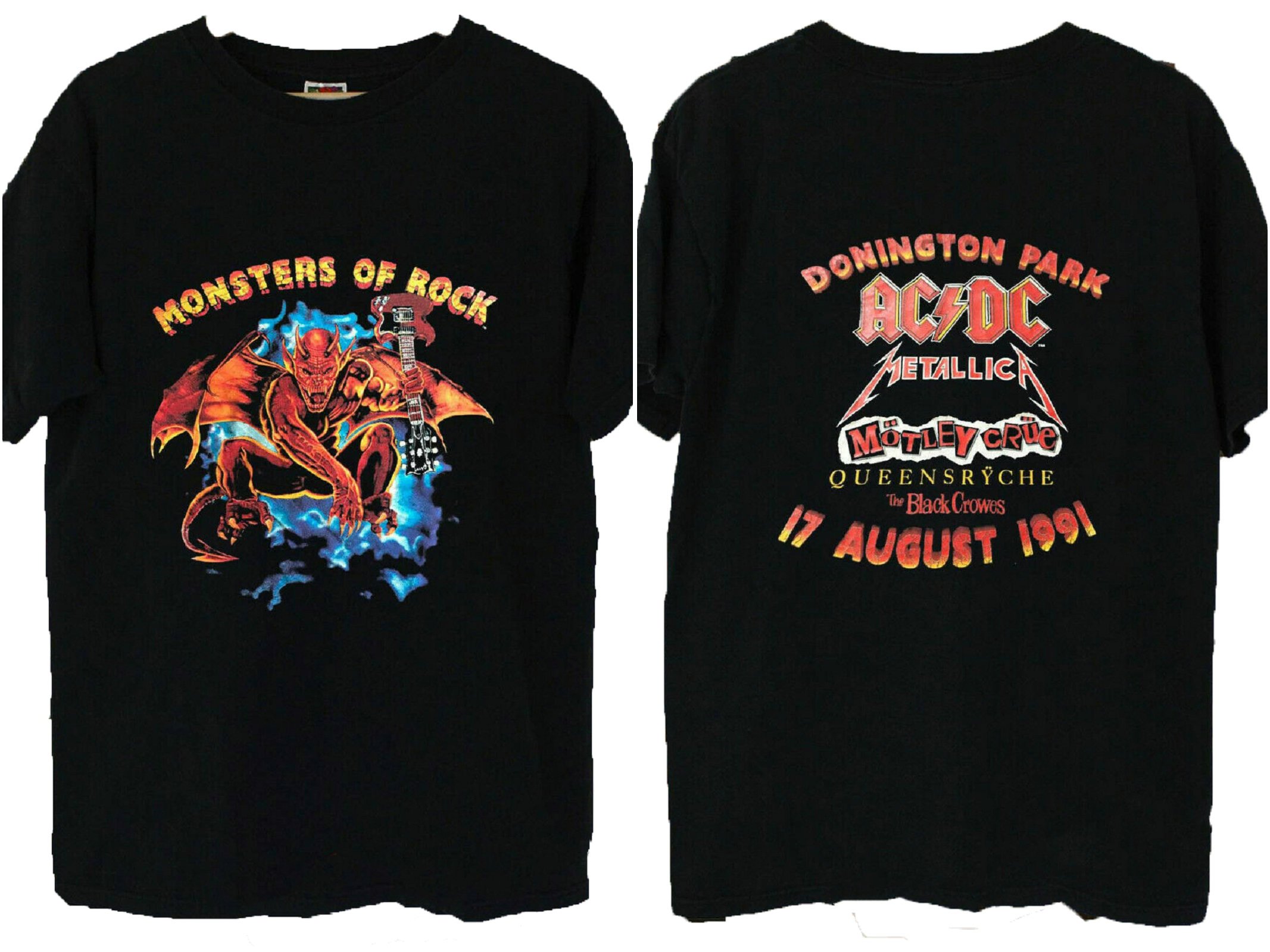 Vintage Monsters of Rock, Tour Shirt, 1991 Motley Crue ACDC S-5XL