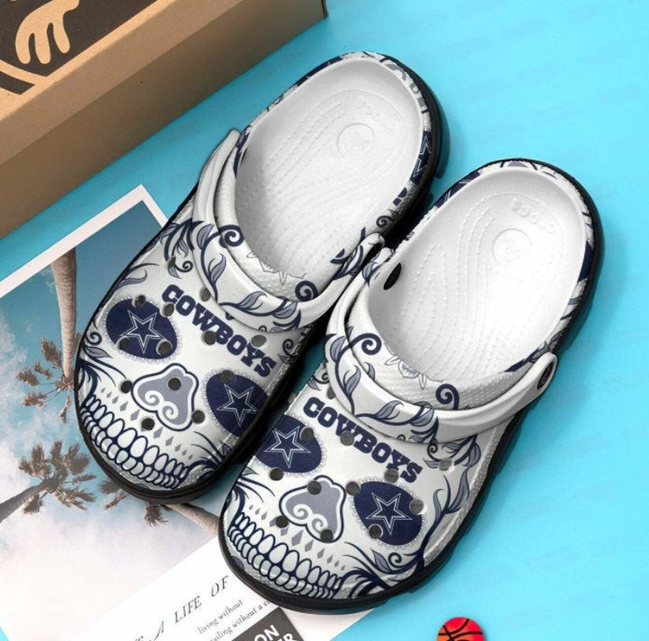 Dallas Cowboys Skull Crocs Crocband Clog Comfortable Water Shoes