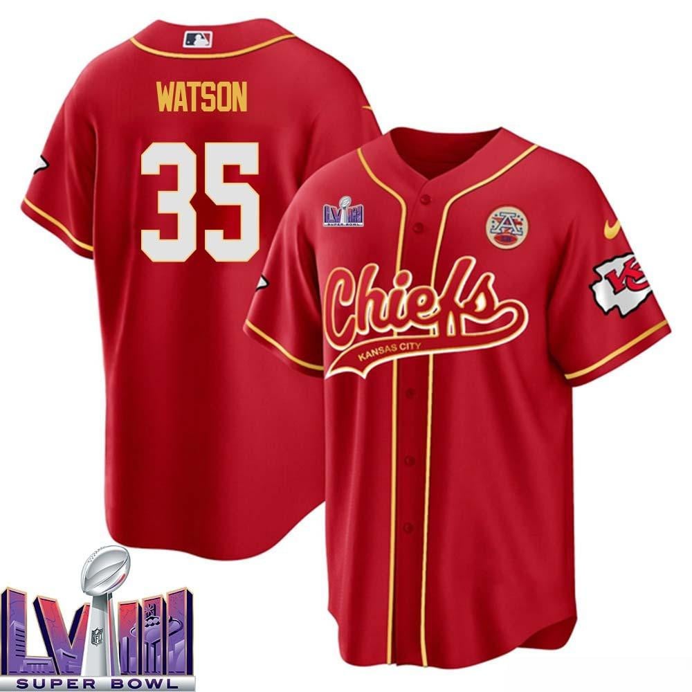 Jaylen Watson 35 Kansas City Chiefs Super Bowl Lviii Baseball Men Jersey – Red