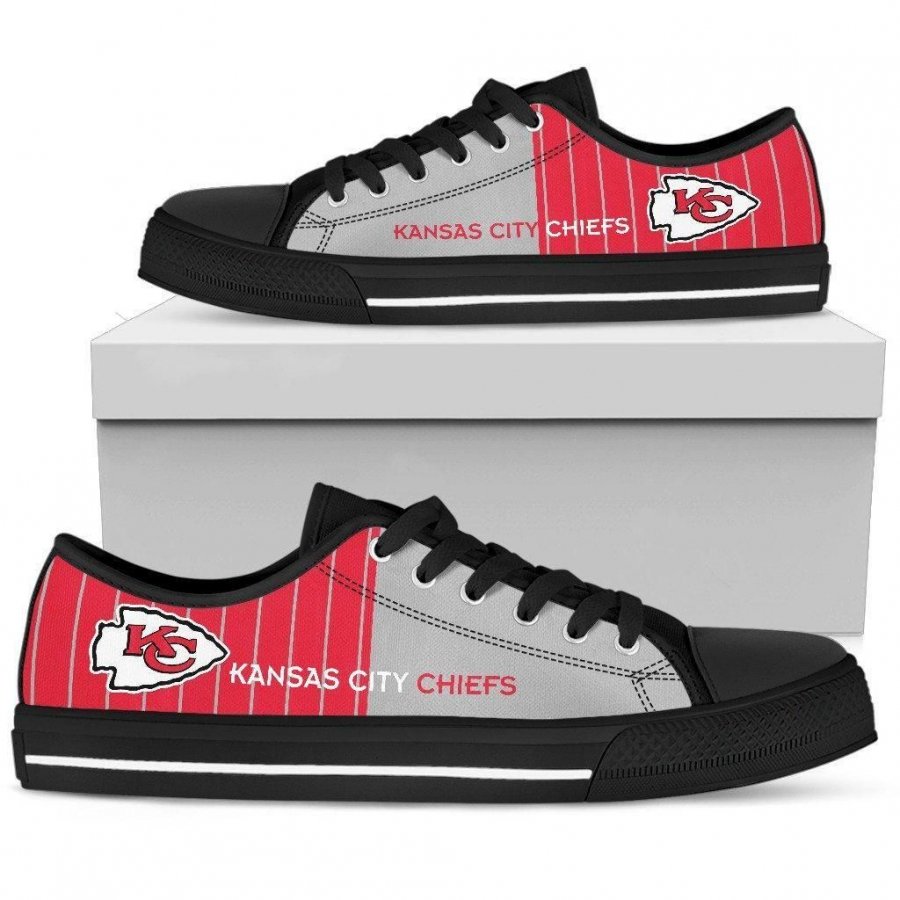 Cool Simple Design Vertical Stripes Kansas City Chiefs Low Top Shoes #128