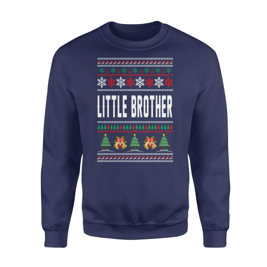 Little Brother Ugly Christmas Family Jingle Bells Hat Snowflakes Christmas Tree Holiday Christmas X-Mas Sweatshirt T Shirt Christmas Gift Ideas