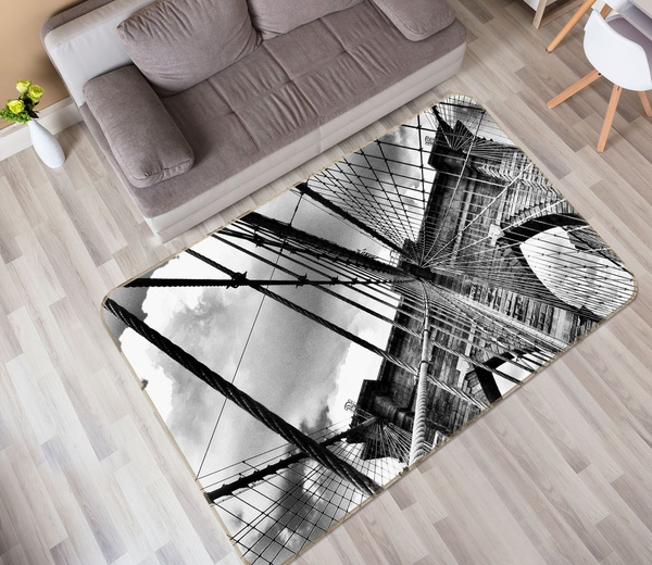 3D Bridge Black And White Style Area Rug Home Decor