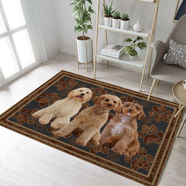 Cockapoo Floral Paw Rectangle Rug 11 &hellip;