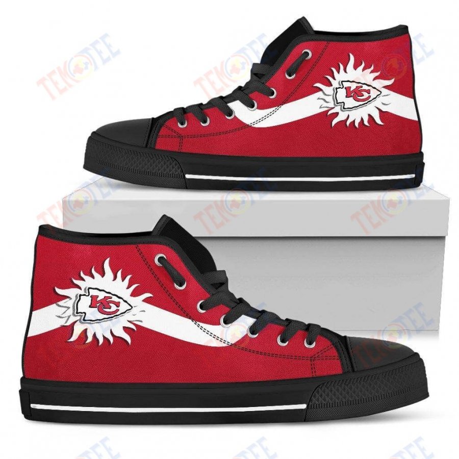 Mens Womens Kansas City Chiefs High Top Shoes Simple Van Sun Flameshoes TMT636