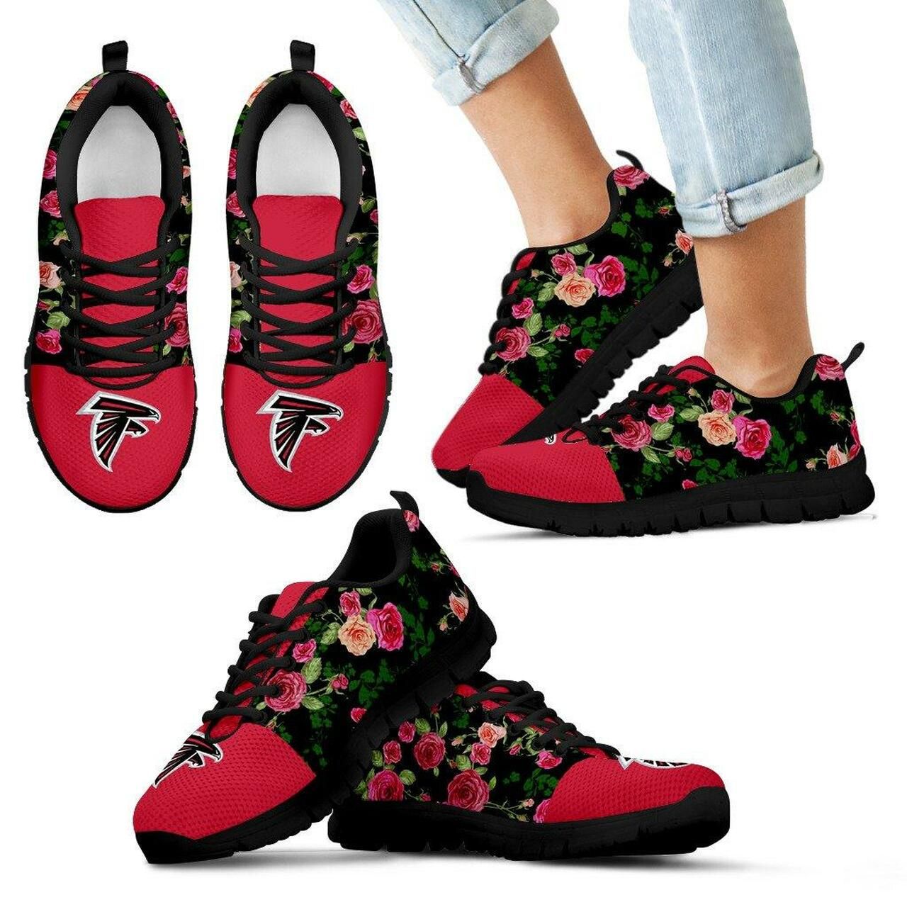 Vintage Floral Atlanta Falcons Sneakers Running Shoes For Men, Women Shoes6959