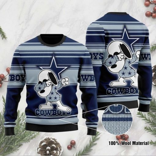 Fandomgift Dallas Cowboys Snoopy Dabbing Ugly Christmas Sweater Custom Sweatshirt Apparel
