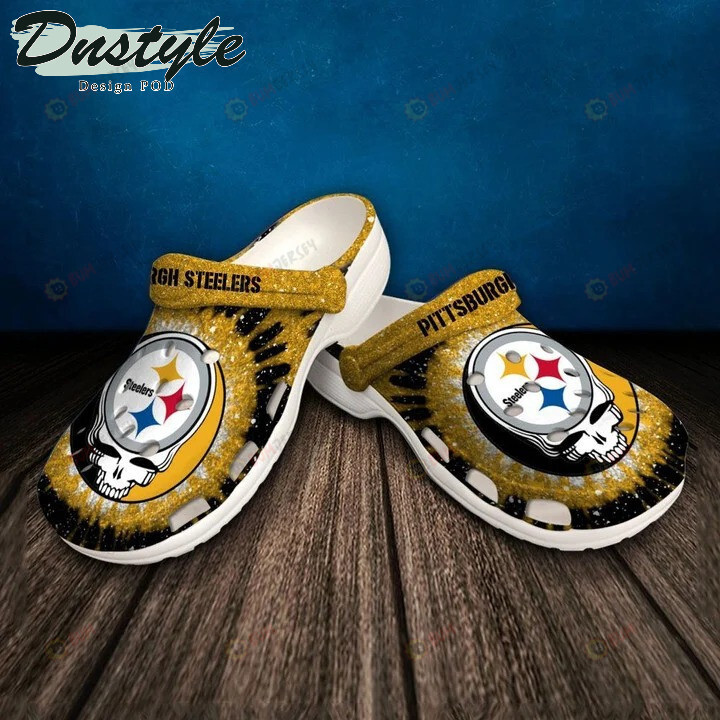 Pittsburgh Steelers Skull Pattern Crocs Classic Clogs Shoes In Yellow & Black – Aop Clog