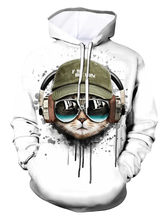 Men’S Pullover Hoodie Sweatshirt Graphic Animal Hooded