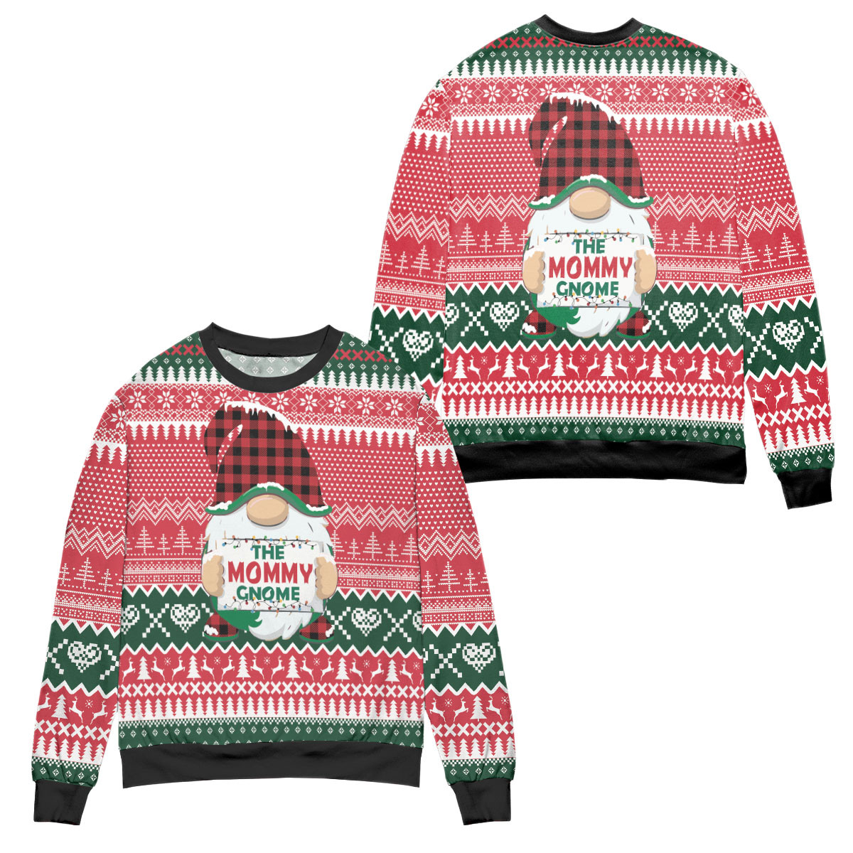 Santa My Mommy Gnome Ugly Christmas Sweater – All Over Print 3D Sweater – Red Green