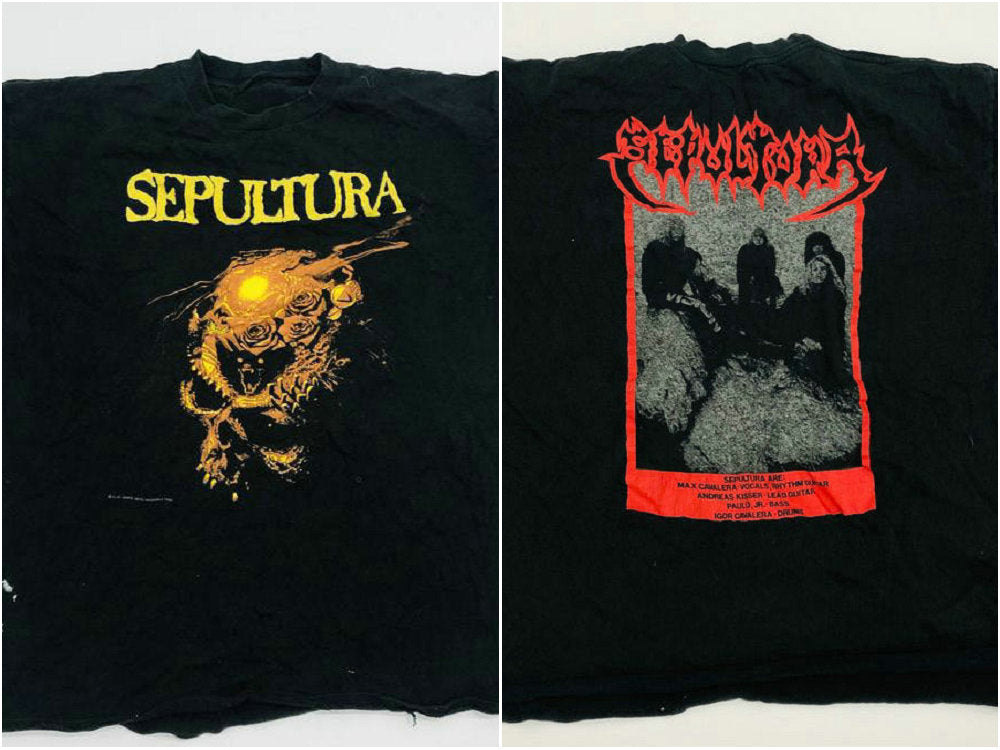 Vintage Sepultura in The Remains T-Shirt black gold red Tour rock band heavy metal t shirt