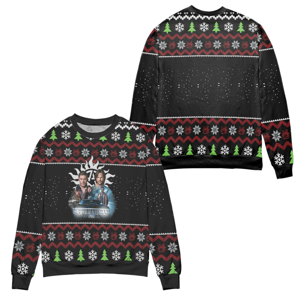 Supernatural The Movie Snowflake Ugly Christmas Sweater – All Over Print 3D Sweater – Black