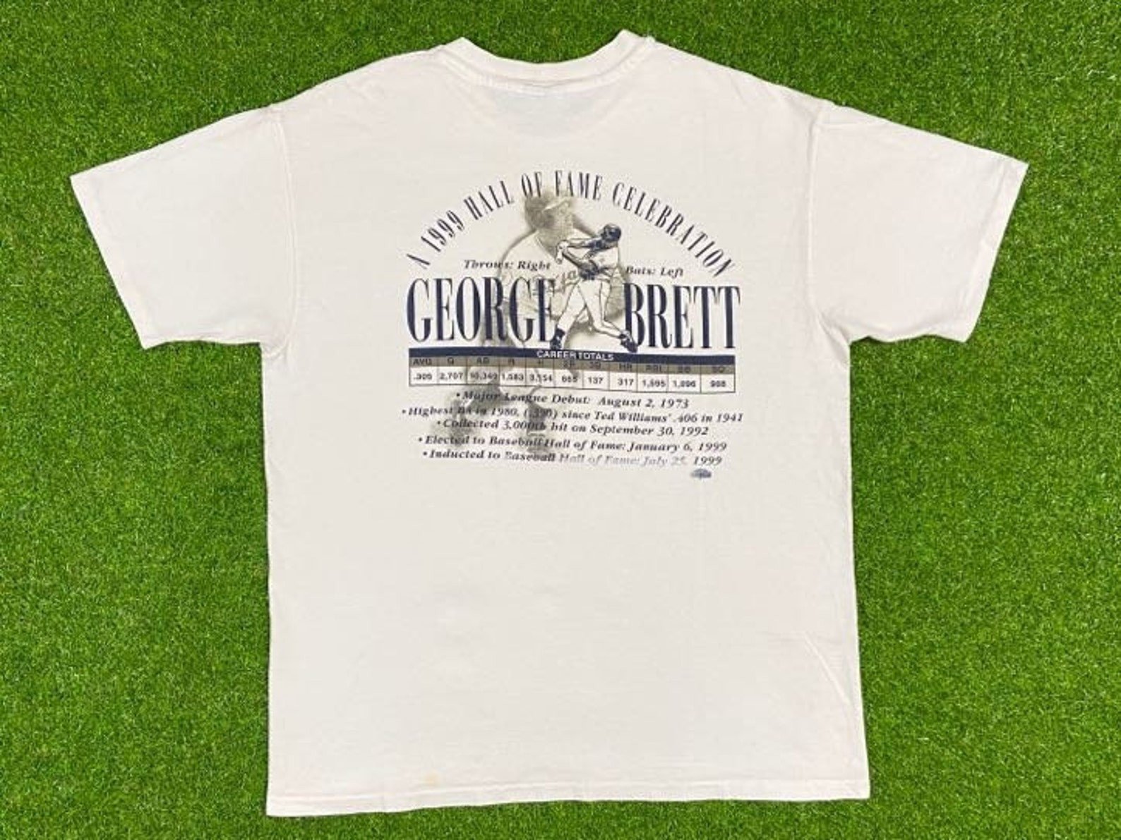 Vintage Kansas City Royals George Brett Hall Of Fame Tee T Shirt Gear For Sports Made Usa 1990S 90S Chiefs Baseball Retired Number