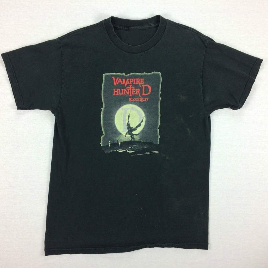 Vintage Original VAMPIRE HUNTER D T-Shirt Sz LARGE Faded Distressed Black Manga