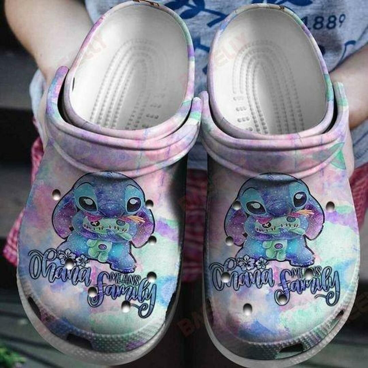 Stitch And Lilo Bling Bling Lilac Crocs Crocband Clog Comfortable Water Shoes