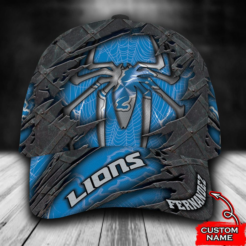 Personalized Detroit Lions Spider Man All Over Print 3D Baseball Cap – Blue - Product by Prowallart Shop