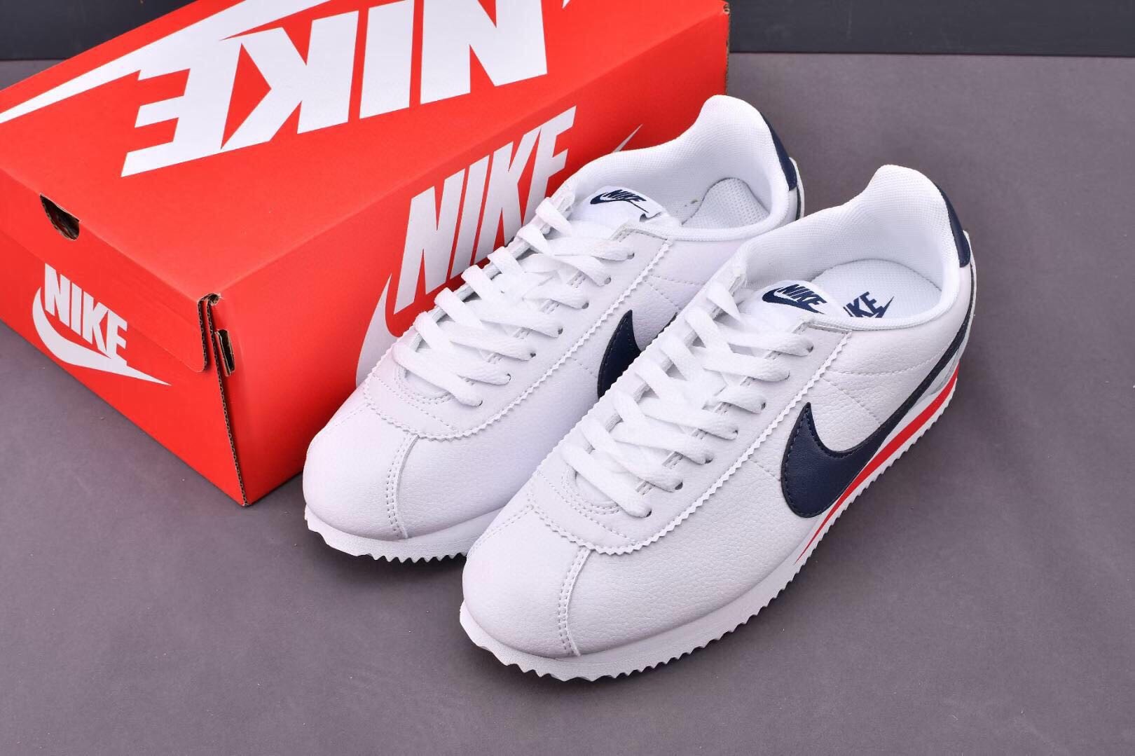 Nike Classic Cortez White Midnight Navy Shoes Sneakers SNK312422499