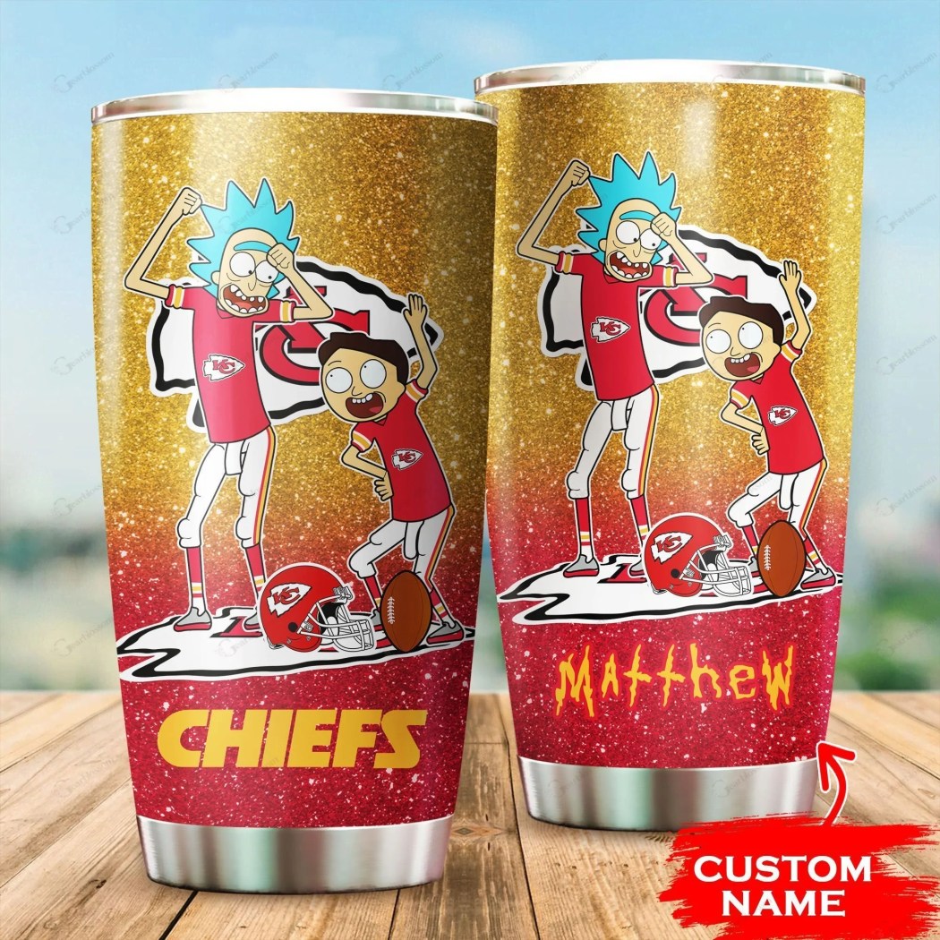 Custom Name Kansas City Chiefs Rick And Morty Tumbler Mug