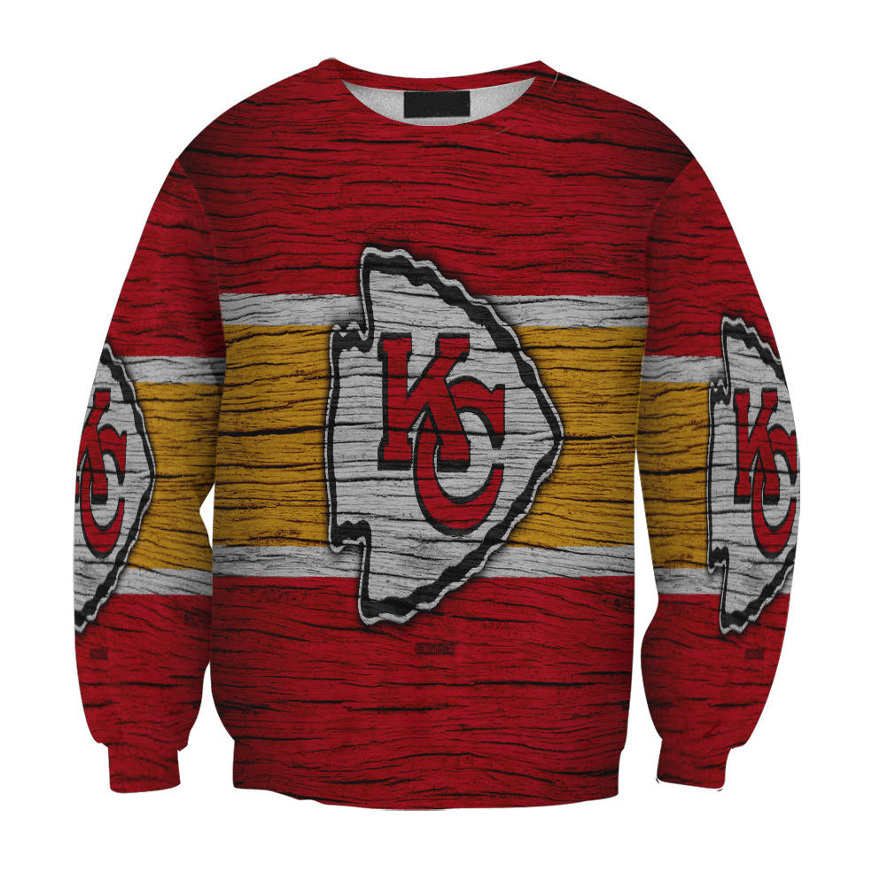 Kansas City Chiefs Wooden V2 Texture Gift For Fan 3D Full Printing Sweatshirt