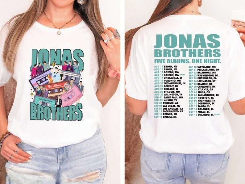 Jonas Brother Shirt, Vintage Jonas Brothers Shirt, Jonas Brothers Five Albums One Night Tour Tee, Jonas Brothers The Albums