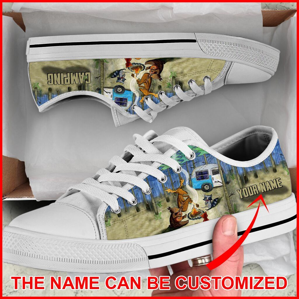 Animal Camping Personalized Canvas Low Top Shoes