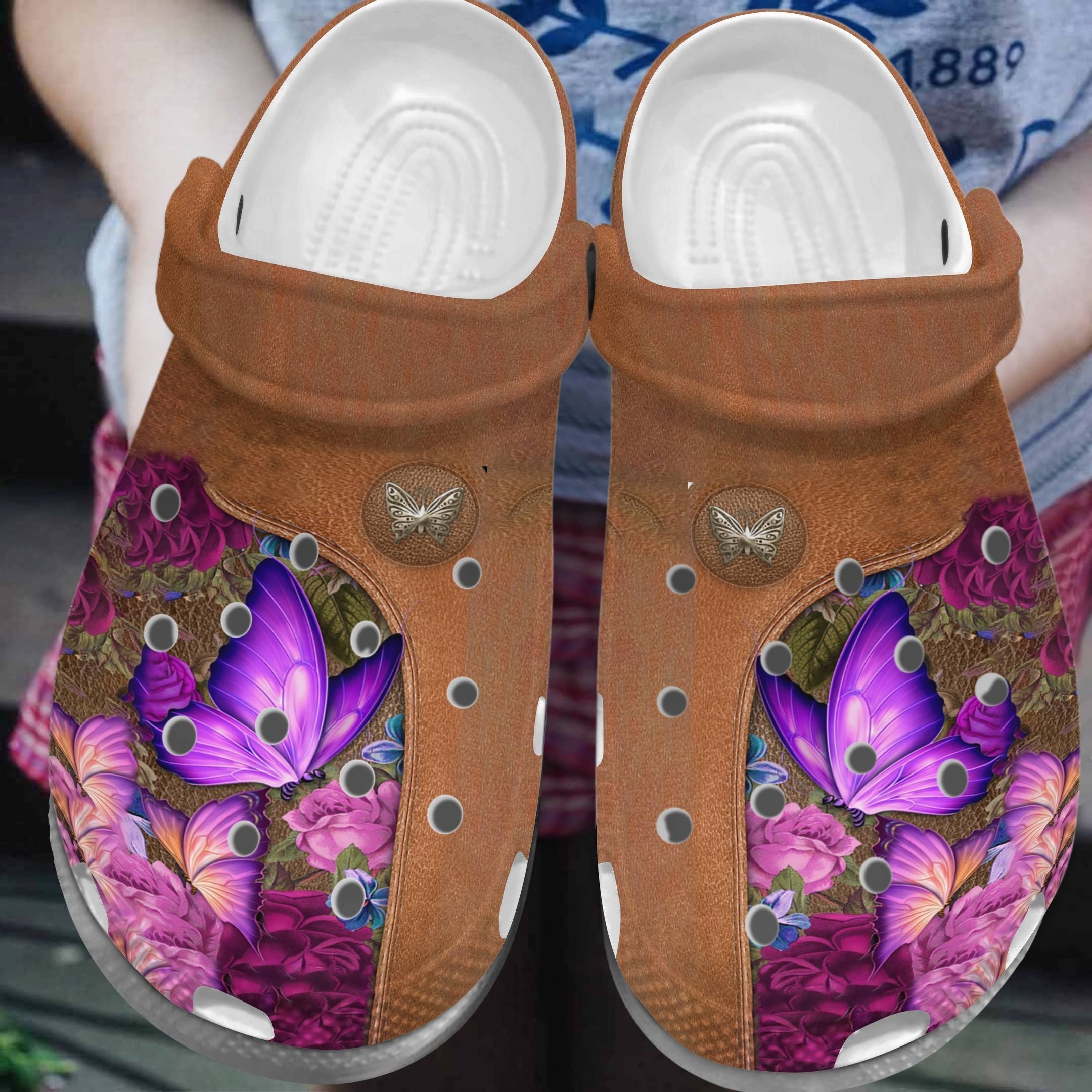 Pink Roses Butterfly Crocs Shoes Clogs Gifts For Mother Day – Roses-Bt1