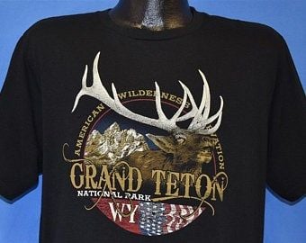 90s Grand Teton National Park Wing Elk Wilderness Animal Nature Tourist T-shirt 3175