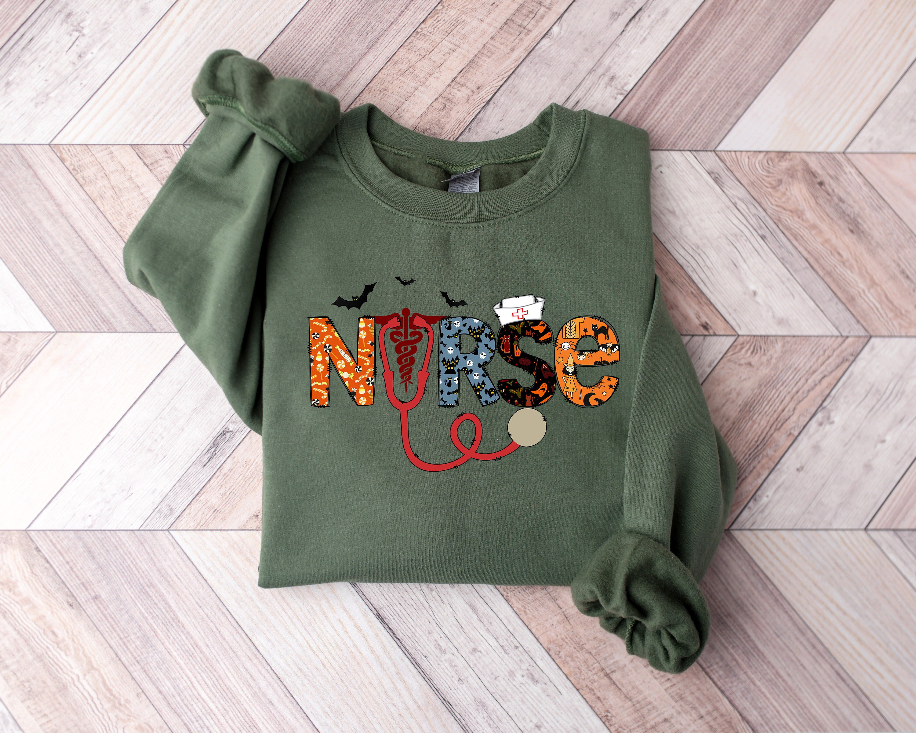 Halloween Nurse Sweatshirt, Spooky Nurse Sweatshirt, Nurse Halloween T-shirt, Cute Nurse Shirt, Nurse Halloween Gifts, Halloween Party Shirt Anlibuy Fashion