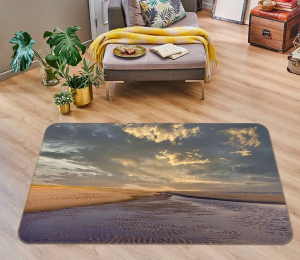 3D Beach In The Dawn Area Rug Home Decor