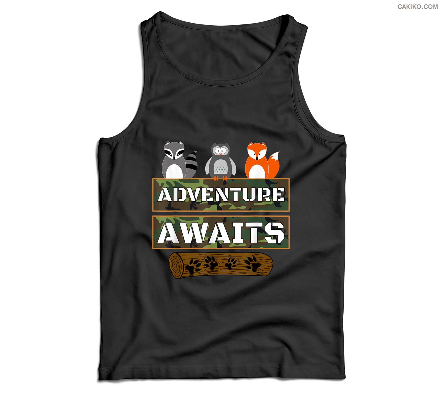 Adventure Awaits Camping Woodland Animal Nature Lover Men Tank Top