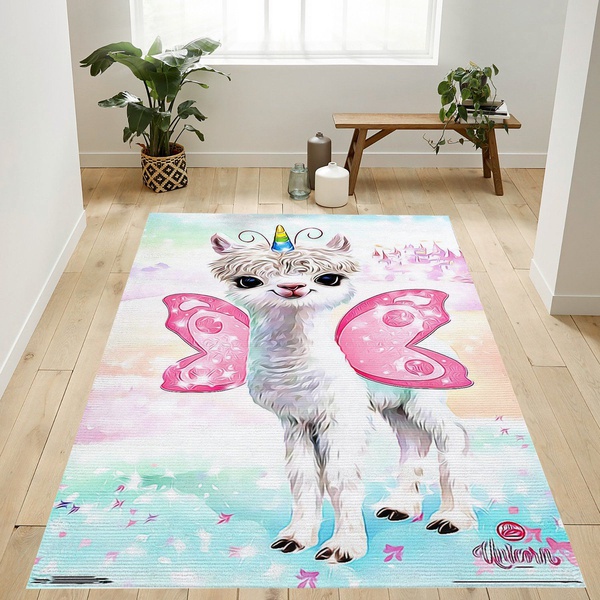 Animal Club Lama Unicorn Area Rug For Gift Bedroom Rug US Gift Decor