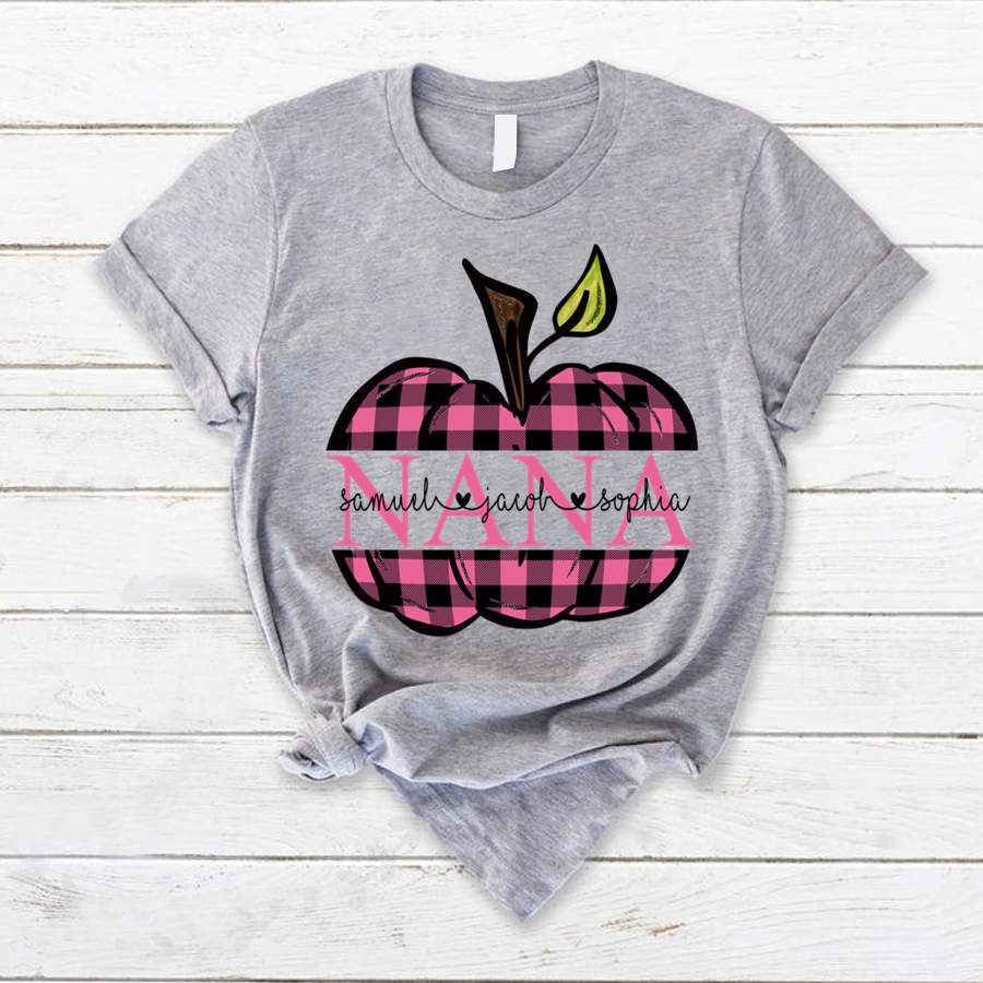 Personalized Nana Pumpkin Kids Names – Breast Cancer Shirt