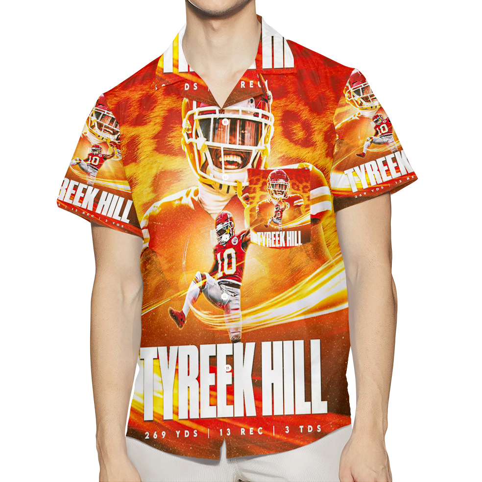 Kansas City Chiefs Tyreek Hill 10 3D All Over Print Summer Beach Hawaiian Shirt With Pocket