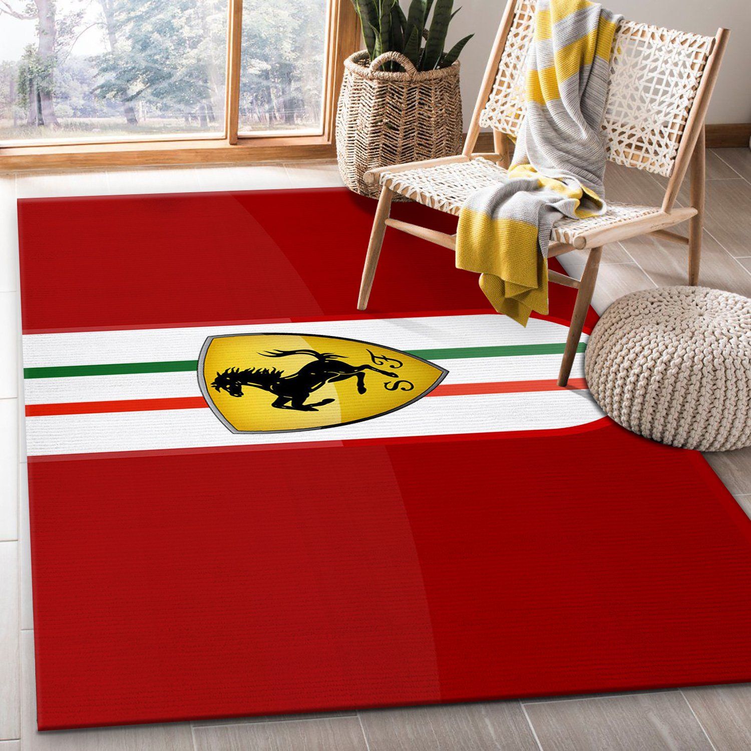 Ferrari Logo Rug Living Room Christmas Gift US Decor