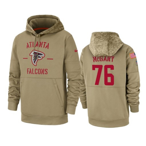 Atlanta Falcons Kaleb Mcgary Tan 2019 Salute To Service Sideline Therma Pullover Hoodie