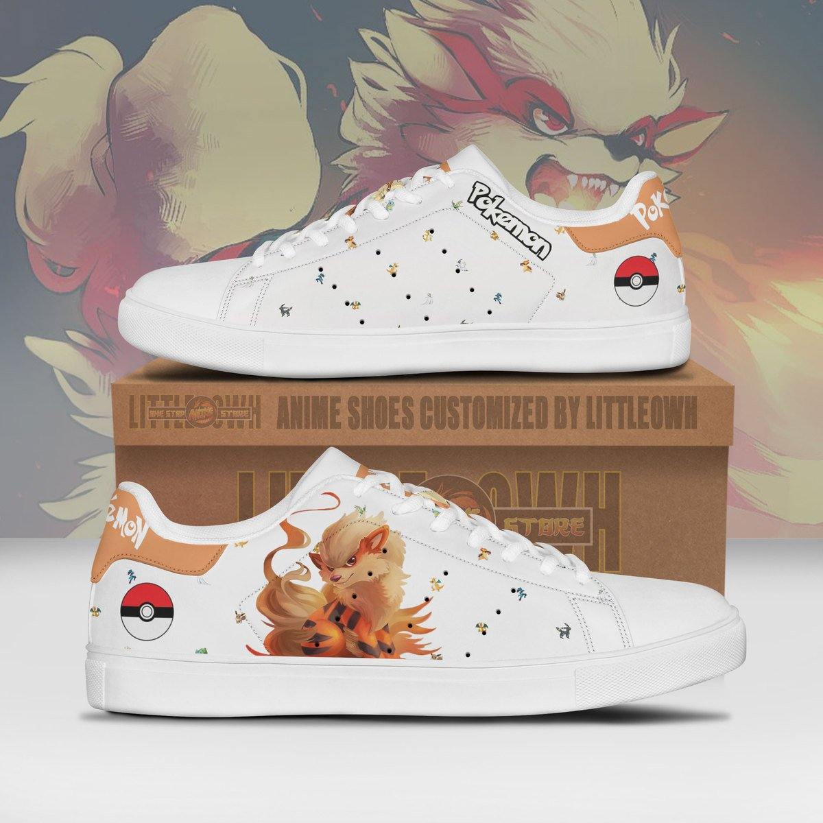 Pokemon Arcanine Skateboard Shoes Custom Anime Sneakers