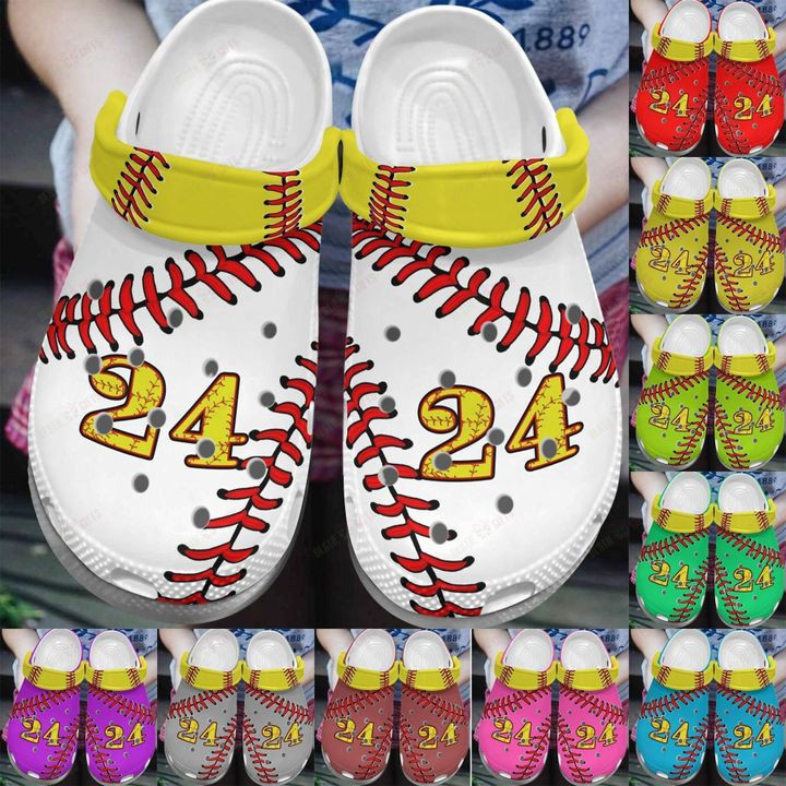 Softball Personalized White Sole Stitches Crocs Classic Clogs Shoes