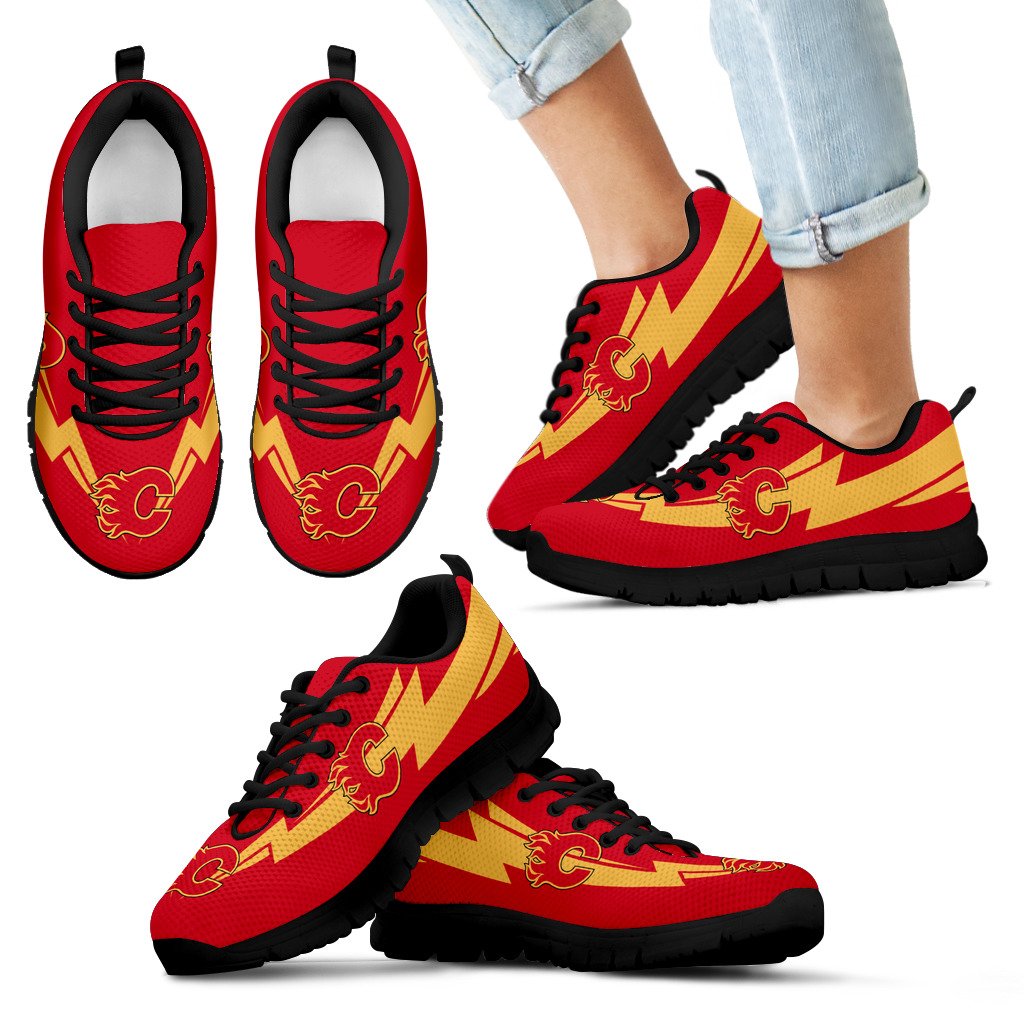 Three Amazing Good Line Charming Logo Calgary Flames Sneakers