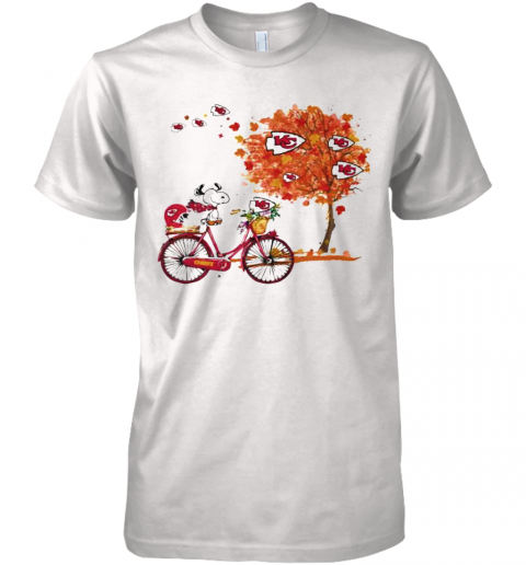 Maple Leaves Snoopy Riding Bike Logo Kansas City Chiefs Premium Men’S T-Shirt