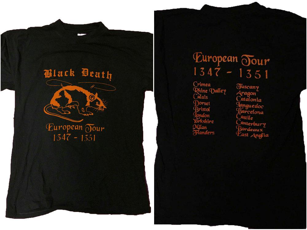 Black~Death European Tour 1347-1351 Vintage 80’S 1980 T Shirt Rare t shirt