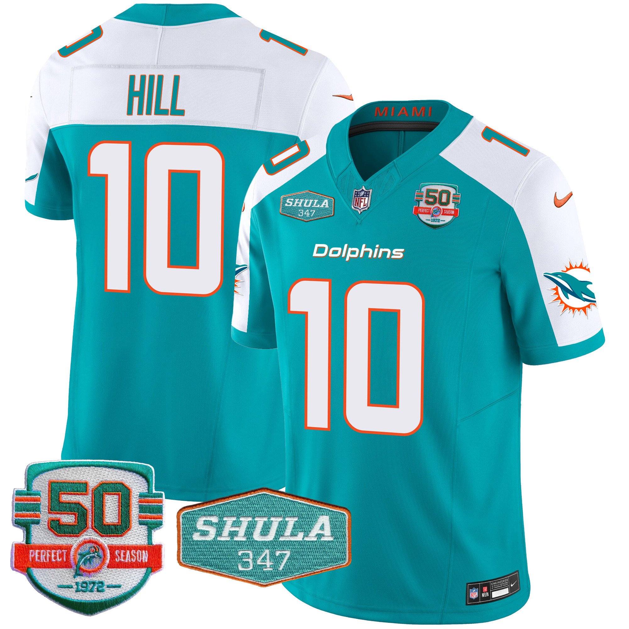 Tyreek Hill Miami Dolphins Shula 347 Patch Vapor Jersey – All Stitched