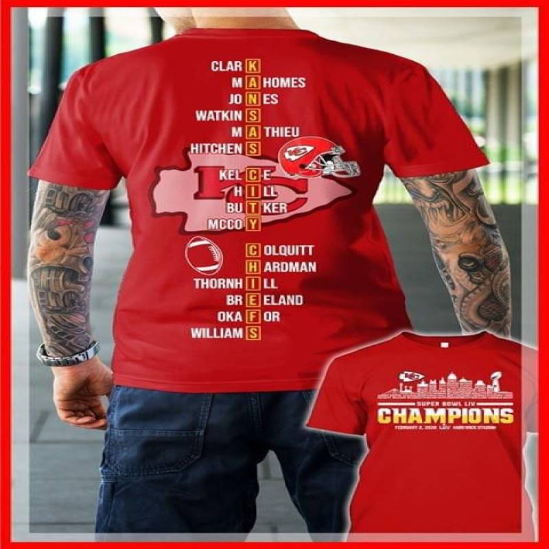 Kansas City Chiefs Champions Super Bowl Rugby Clark Mahomes Jones Watkins Mathieu Kelce Hill Butker Williams Okafor Best Gifts For Fans Red Men And Women T Shirt S-5Xl