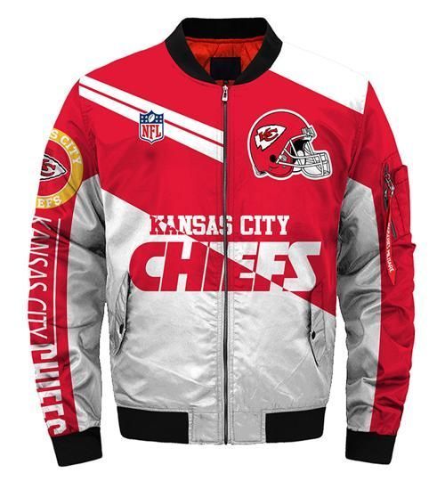 Kansas City Chiefs Pink And Gray 3d Printed Unisex Bomber Jacket