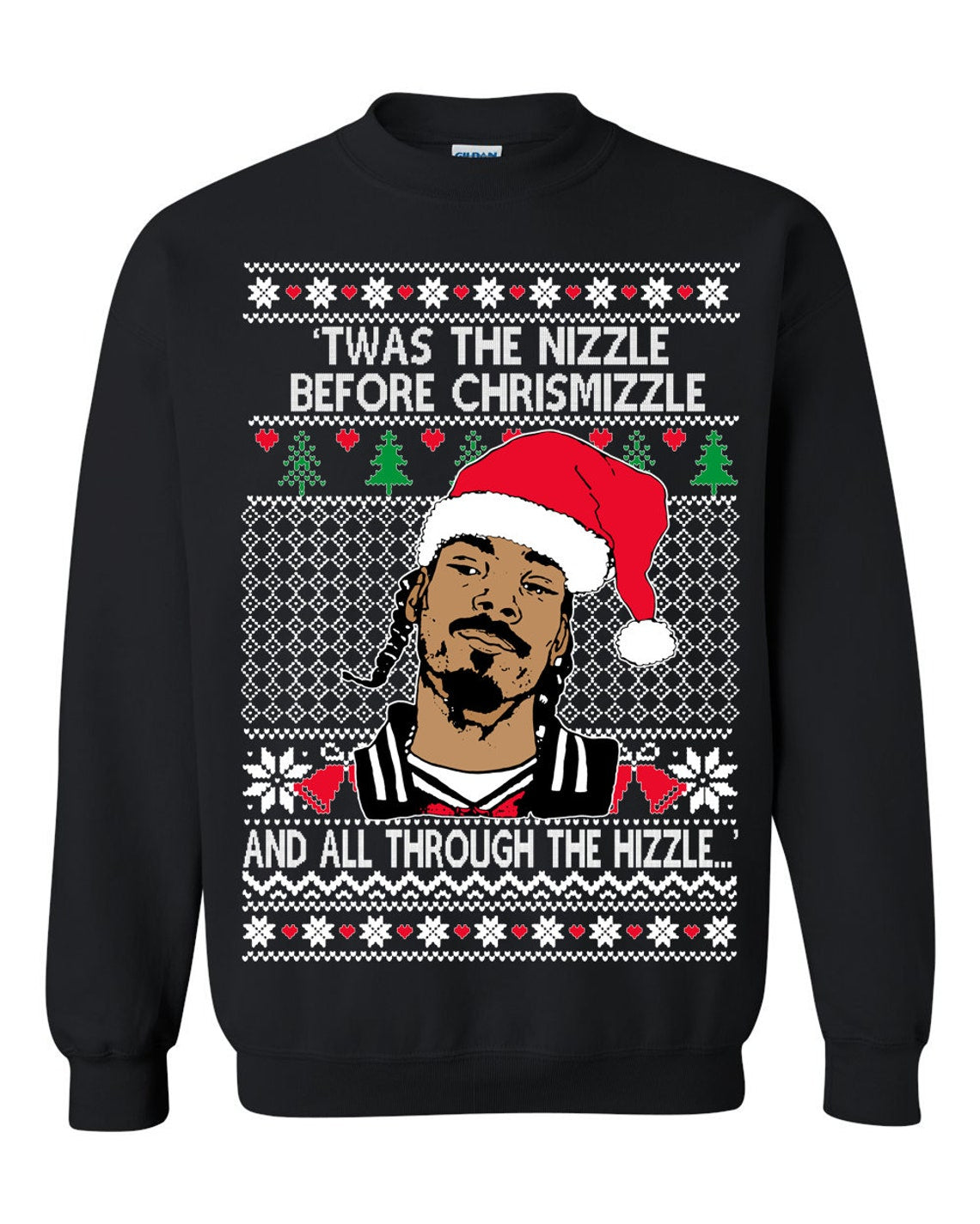 Ugly Christmas Sweater Snoop Dogg ‘Twas The Nizzle Before Chrismizzle Unisex Sweatshirt