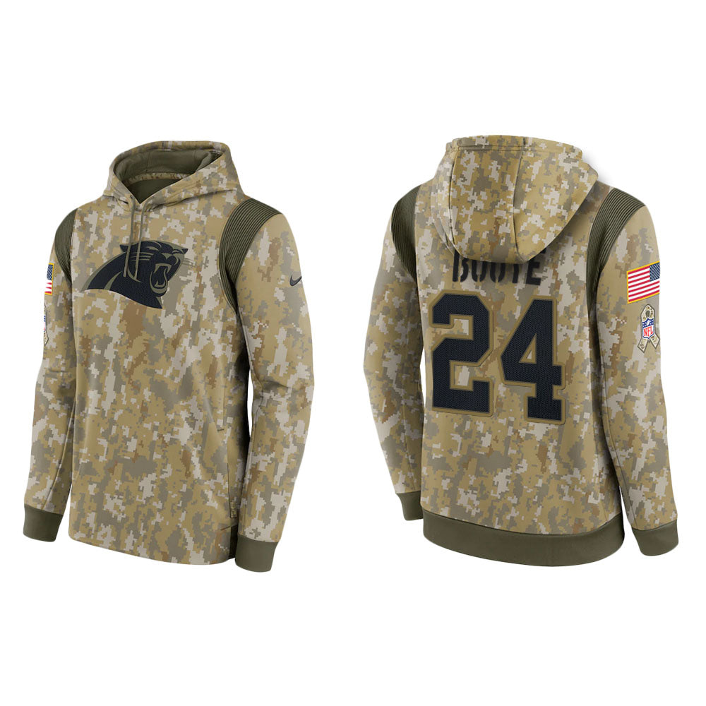 A.J. Bouye Carolina Panthers Camo 2021 Salute To Service Veterans Day Therma Pullover Hoodie