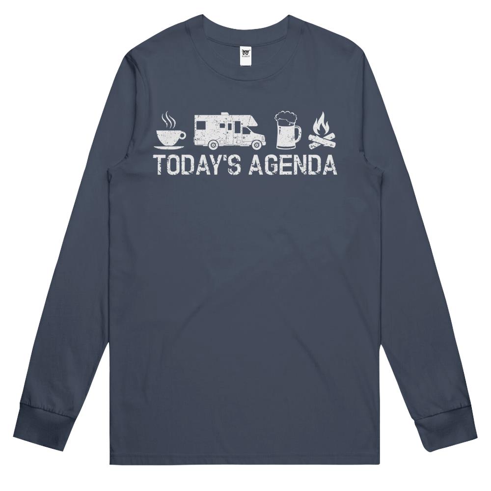 Vintage Rv Camping Lover Today’s Agenda Costume Camper Gift Long Sleeve T Shirts